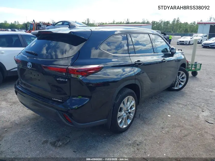 5TDYARAH8RS538092 2024 Toyota Highlander Hybrid Limited