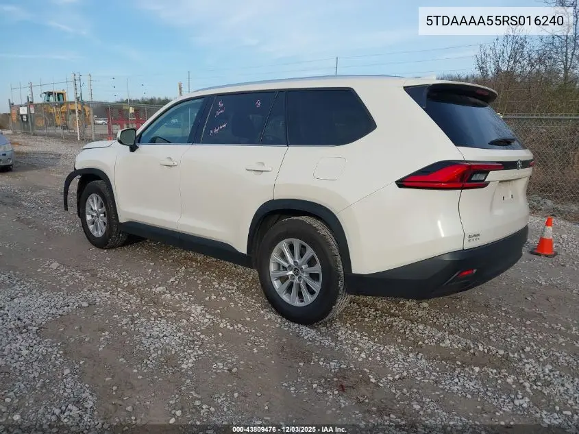 5TDAAAA55RS016240 2024 Toyota Grand Highlander Xle