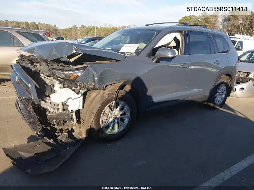 5TDACAB55RS011418 2024 Toyota Grand Highlander Hybrid Xle