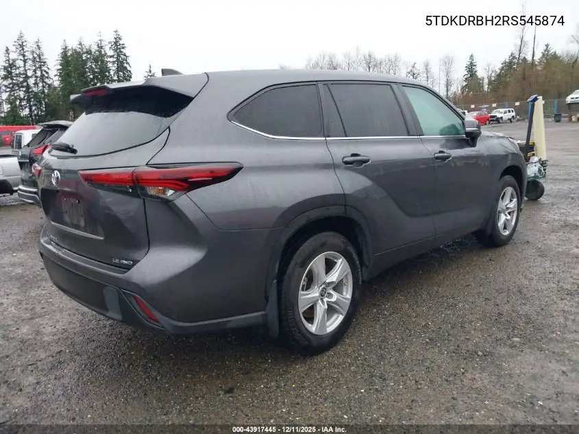 5TDKDRBH2RS545874 2024 Toyota Highlander Le