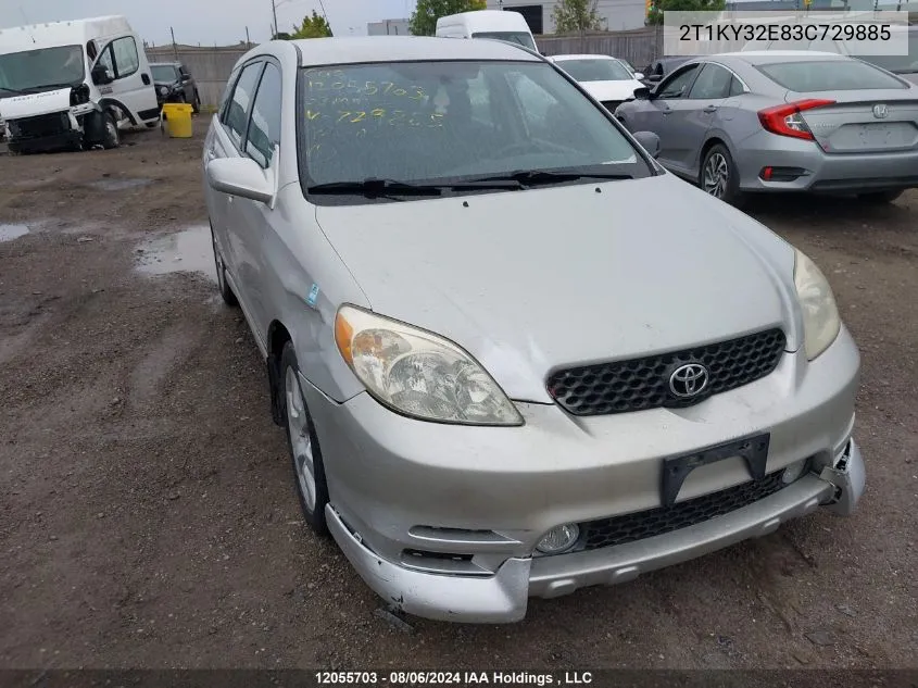 2003 Toyota Matrix VIN: 2T1KY32E83C729885 Lot: 12055703