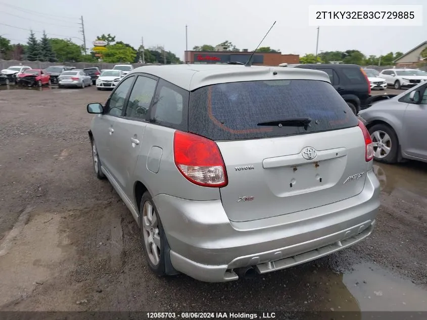 2003 Toyota Matrix VIN: 2T1KY32E83C729885 Lot: 12055703