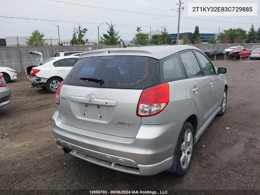 2003 Toyota Matrix VIN: 2T1KY32E83C729885 Lot: 12055703