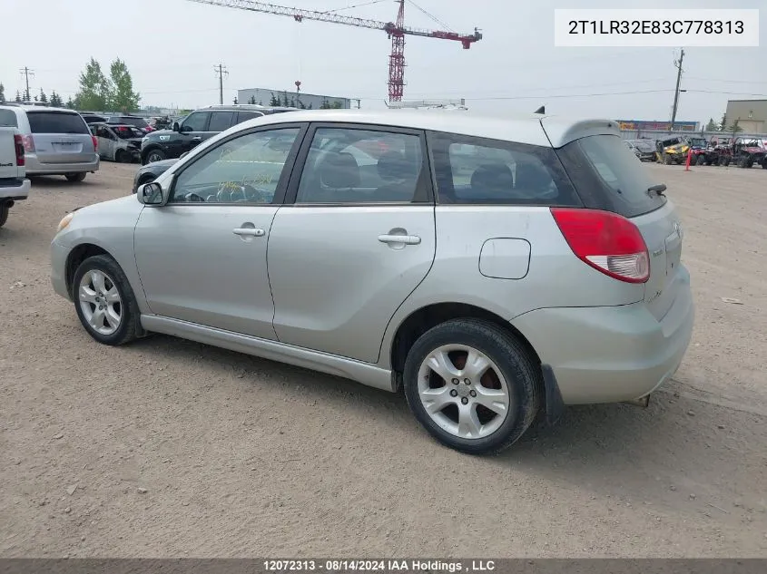 2003 Toyota Corolla Matrix Xr VIN: 2T1LR32E83C778313 Lot: 12072313