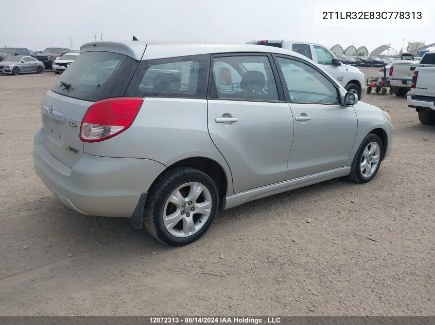 2003 Toyota Corolla Matrix Xr VIN: 2T1LR32E83C778313 Lot: 12072313