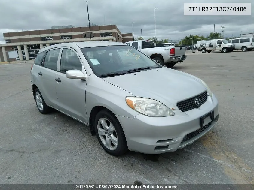 2003 Toyota Matrix VIN: 2T1LR32E13C740406 Lot: 20170761