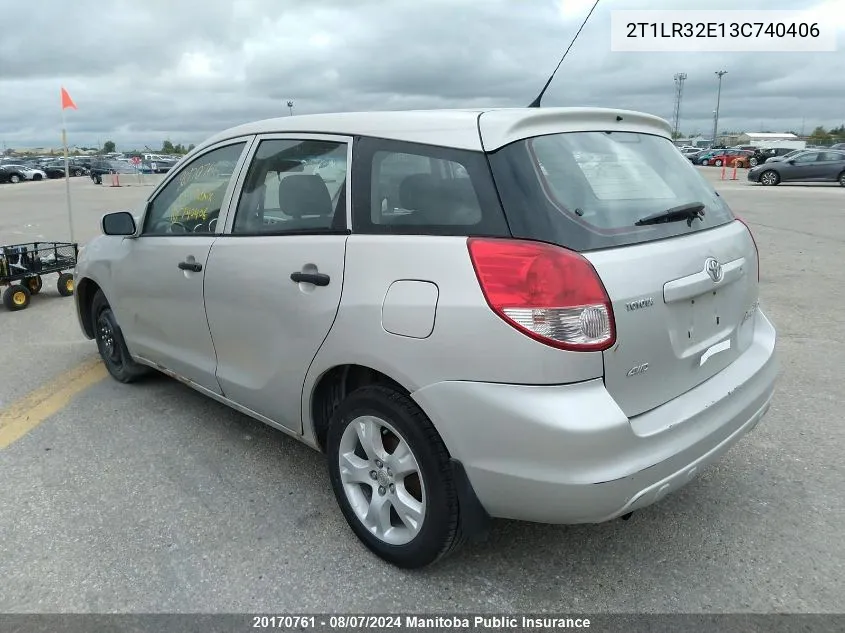 2003 Toyota Matrix VIN: 2T1LR32E13C740406 Lot: 20170761