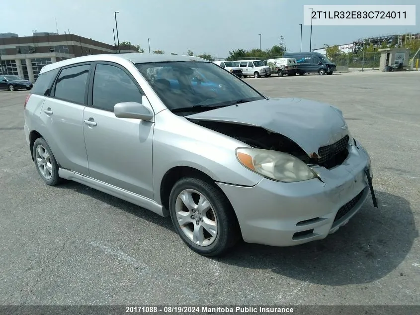 2003 Toyota Matrix VIN: 2T1LR32E83C724011 Lot: 20171088