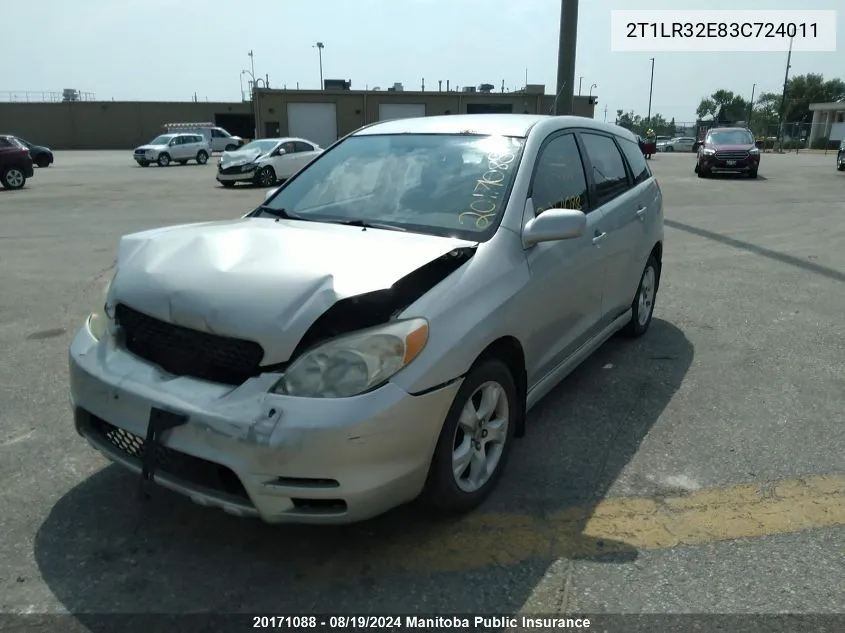 2003 Toyota Matrix VIN: 2T1LR32E83C724011 Lot: 20171088