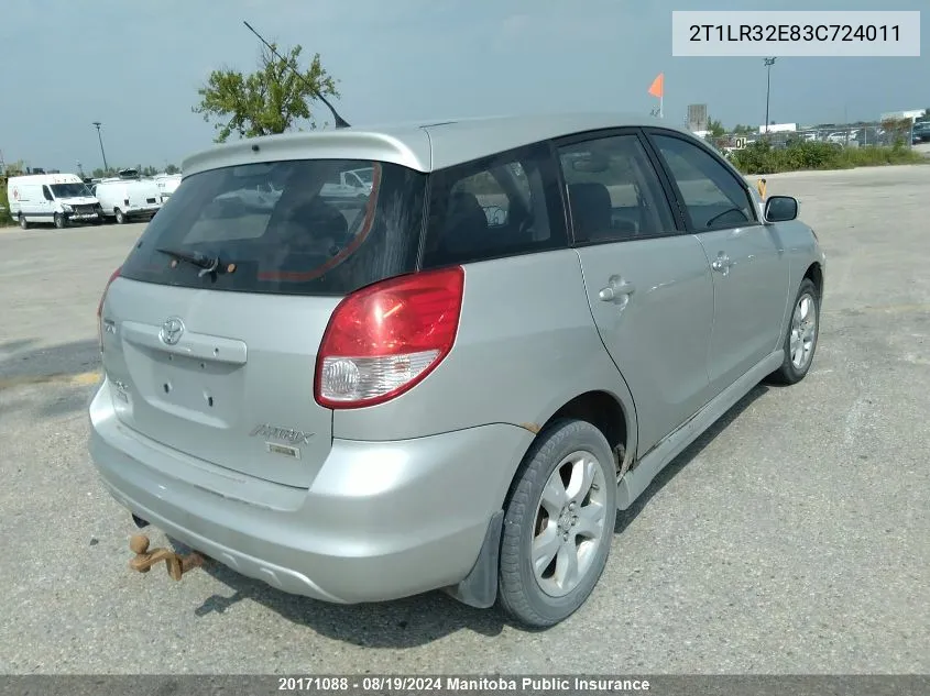 2003 Toyota Matrix VIN: 2T1LR32E83C724011 Lot: 20171088