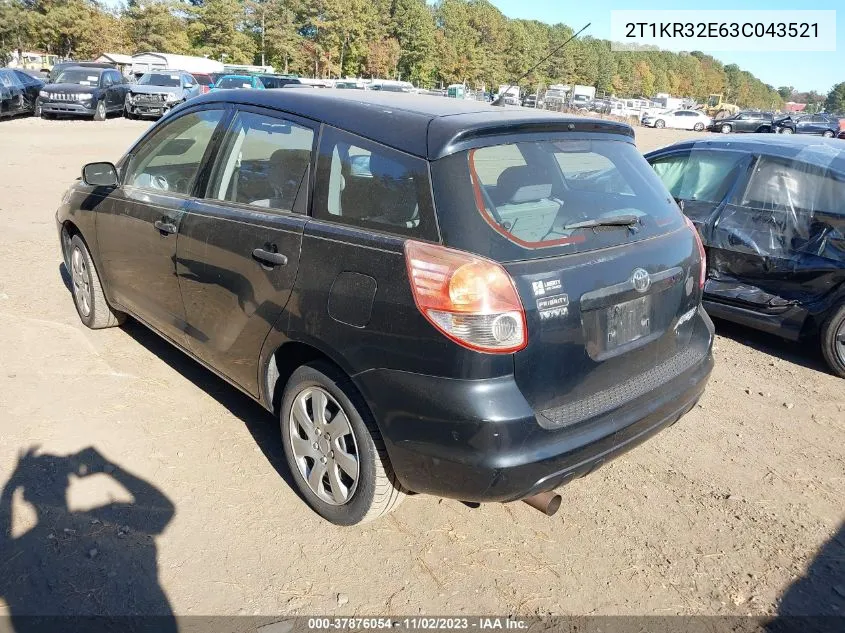 2T1KR32E63C043521 2003 Toyota Matrix Std/Xr