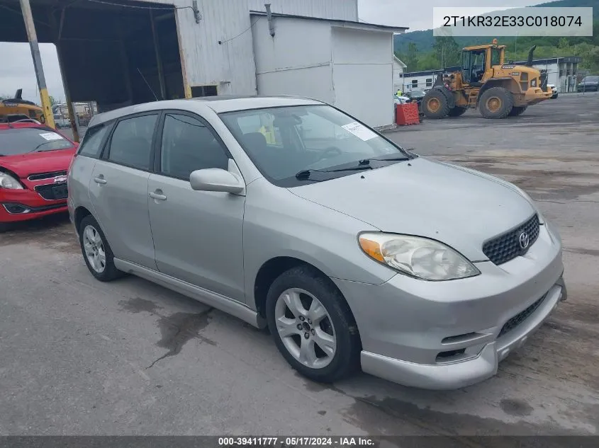 2003 Toyota Matrix Xr VIN: 2T1KR32E33C018074 Lot: 39411777