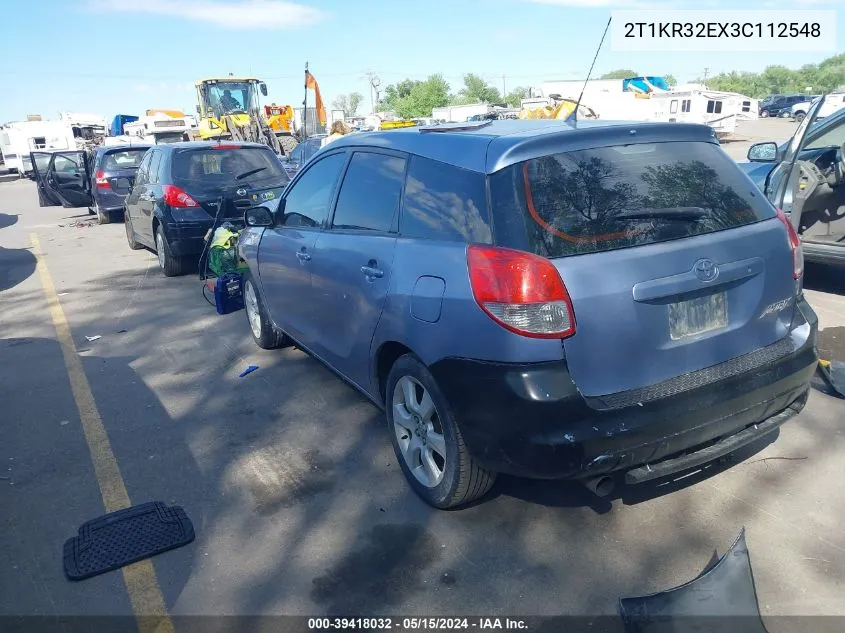 2003 Toyota Matrix Xr VIN: 2T1KR32EX3C112548 Lot: 39418032