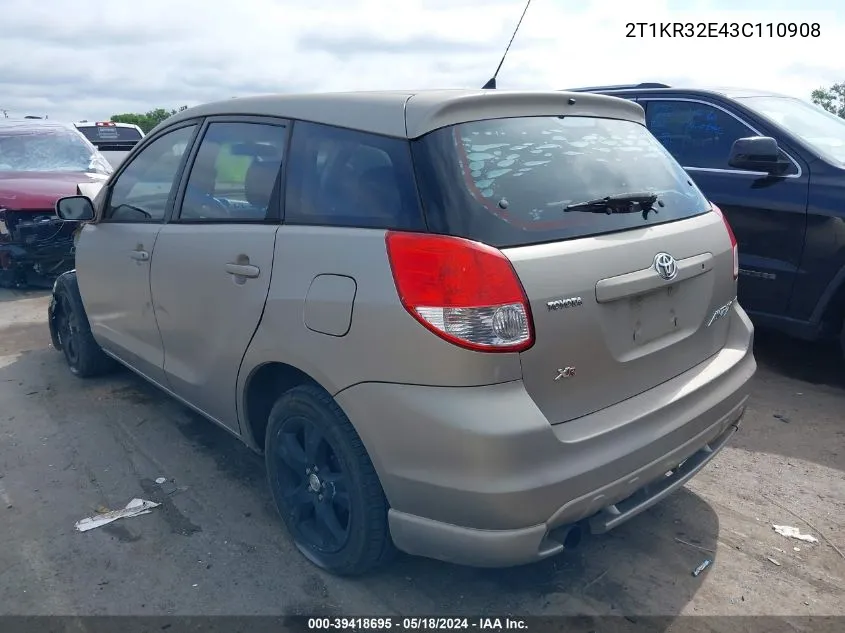 2T1KR32E43C110908 2003 Toyota Matrix Xr