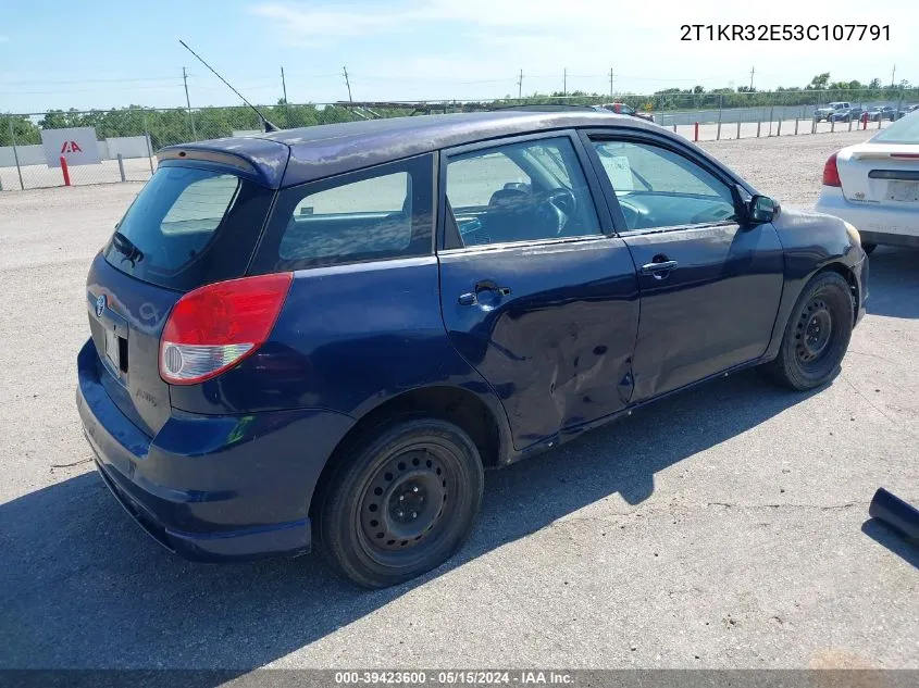 2003 Toyota Matrix Xr VIN: 2T1KR32E53C107791 Lot: 39423600