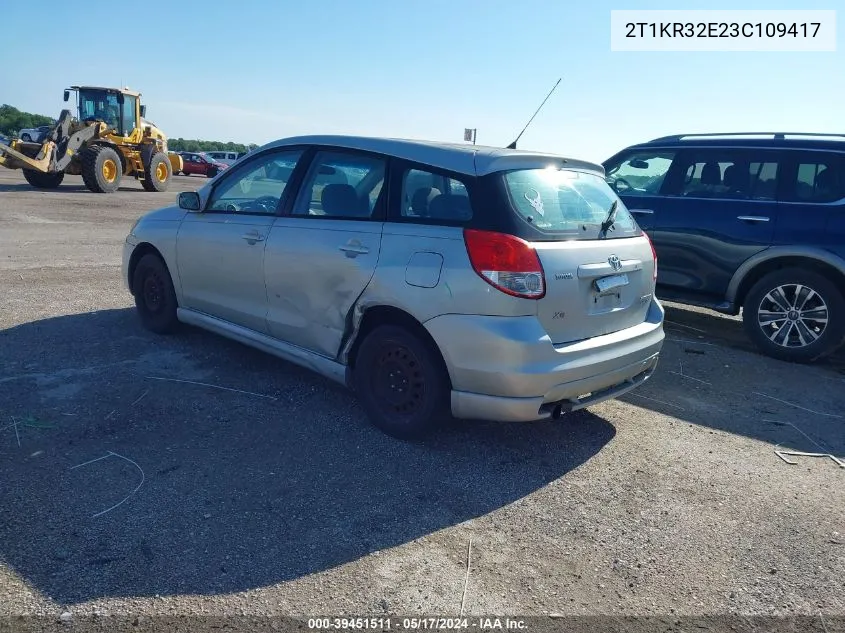 2003 Toyota Matrix Xr VIN: 2T1KR32E23C109417 Lot: 39451511