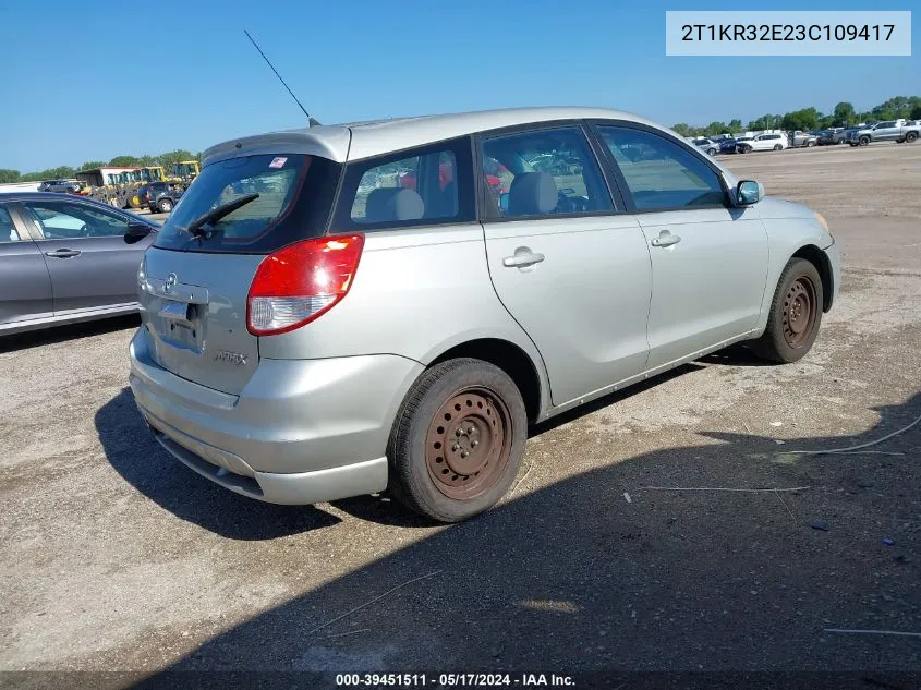 2003 Toyota Matrix Xr VIN: 2T1KR32E23C109417 Lot: 39451511