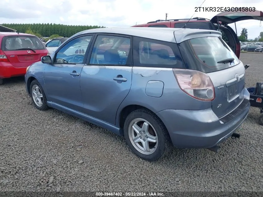 2T1KR32E43C045803 2003 Toyota Matrix Xr