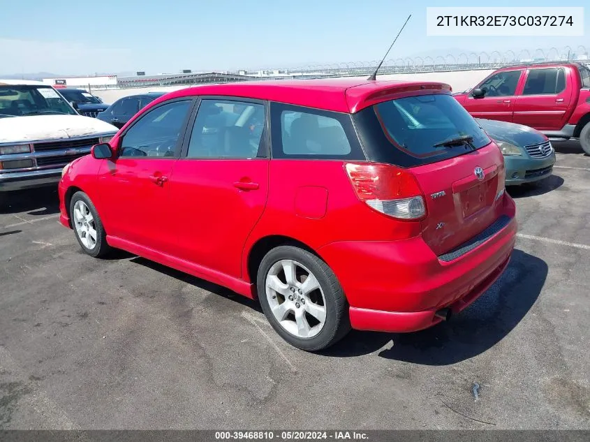 2003 Toyota Matrix Xr VIN: 2T1KR32E73C037274 Lot: 39468810