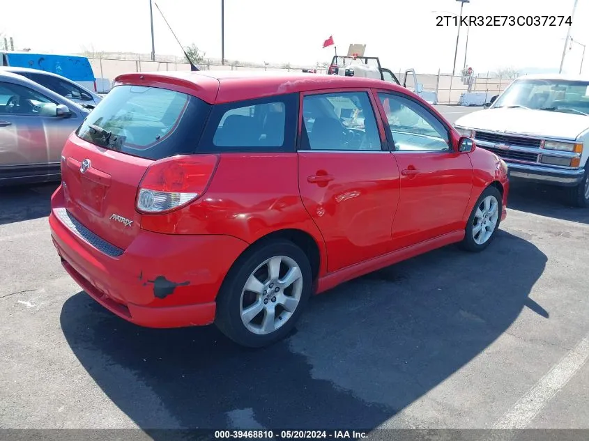 2003 Toyota Matrix Xr VIN: 2T1KR32E73C037274 Lot: 39468810