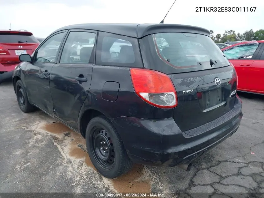 2003 Toyota Matrix Standard VIN: 2T1KR32E83C011167 Lot: 39499817