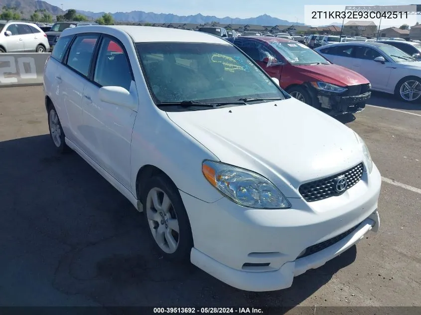 2003 Toyota Matrix Xr VIN: 2T1KR32E93C042511 Lot: 39513692