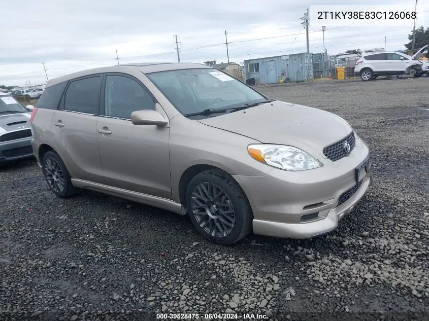 2003 Toyota Matrix Xrs VIN: 2T1KY38E83C126068 Lot: 39528475