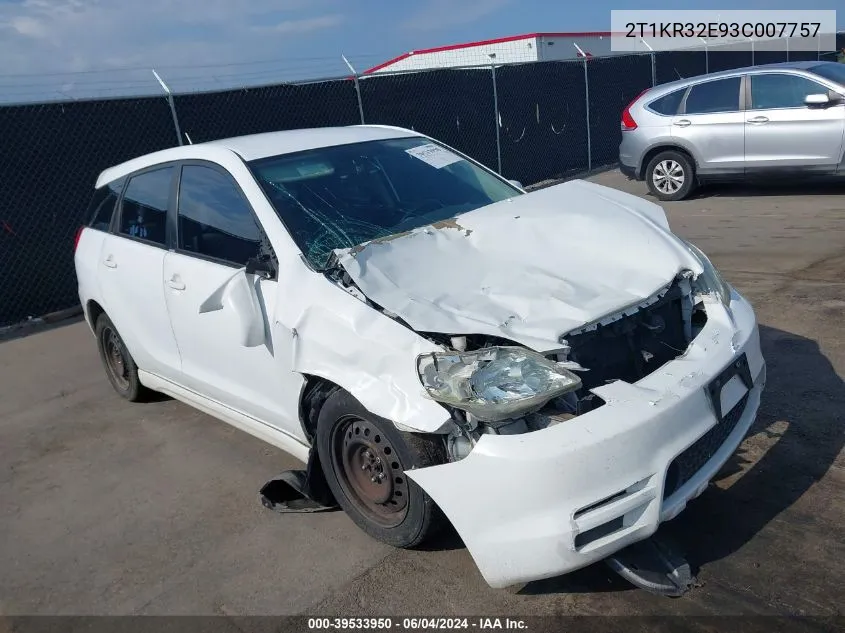 2003 Toyota Matrix Xr VIN: 2T1KR32E93C007757 Lot: 39533950