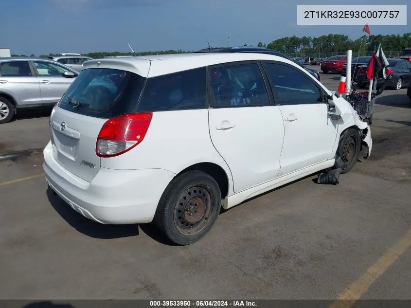 2003 Toyota Matrix Xr VIN: 2T1KR32E93C007757 Lot: 39533950