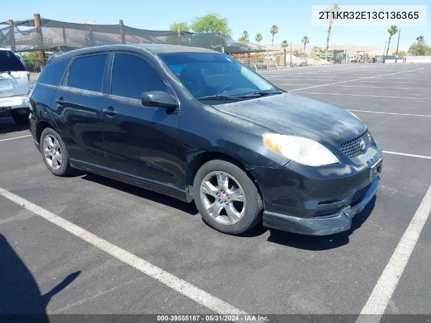 2003 Toyota Matrix Xr VIN: 2T1KR32E13C136365 Lot: 39555187