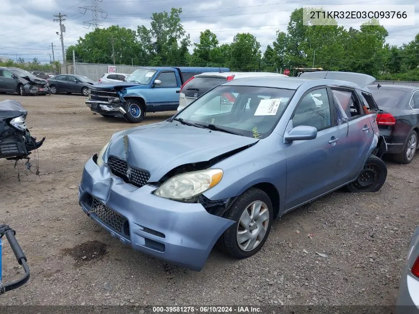 2003 Toyota Matrix Xr VIN: 2T1KR32E03C093766 Lot: 39581275