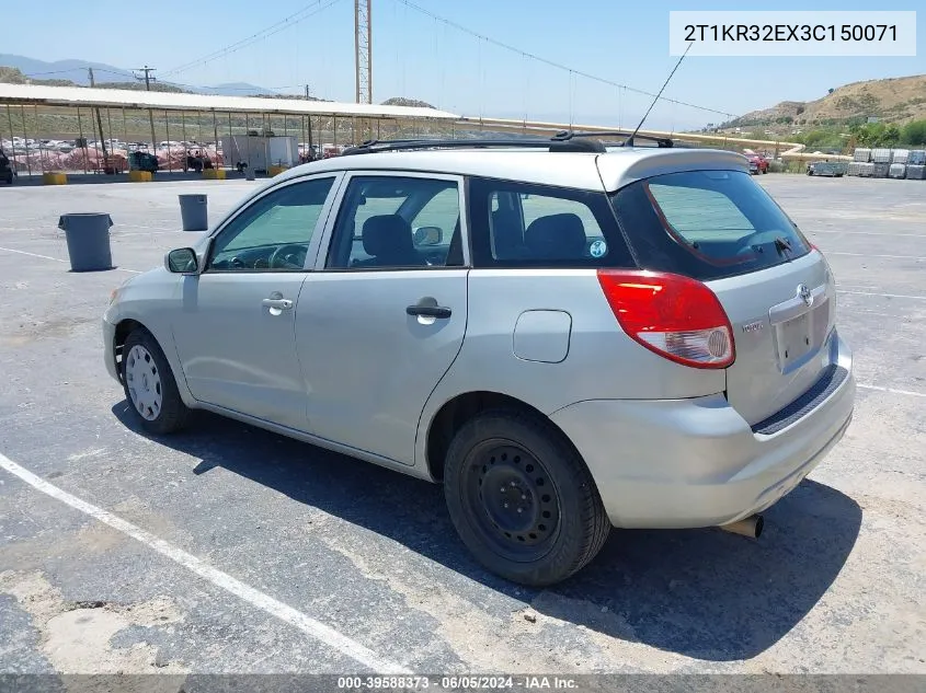 2003 Toyota Matrix Standard VIN: 2T1KR32EX3C150071 Lot: 39588373