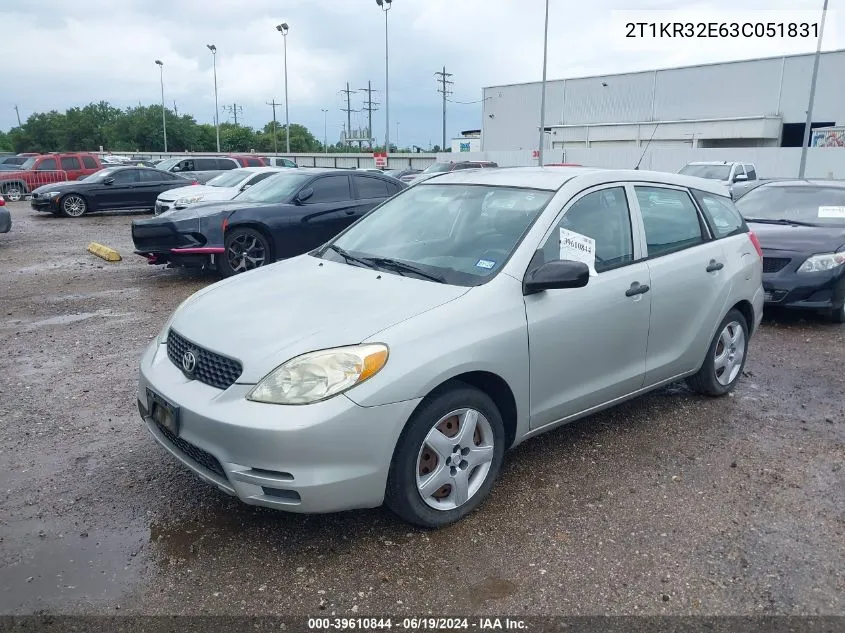 2003 Toyota Matrix Standard VIN: 2T1KR32E63C051831 Lot: 39610844