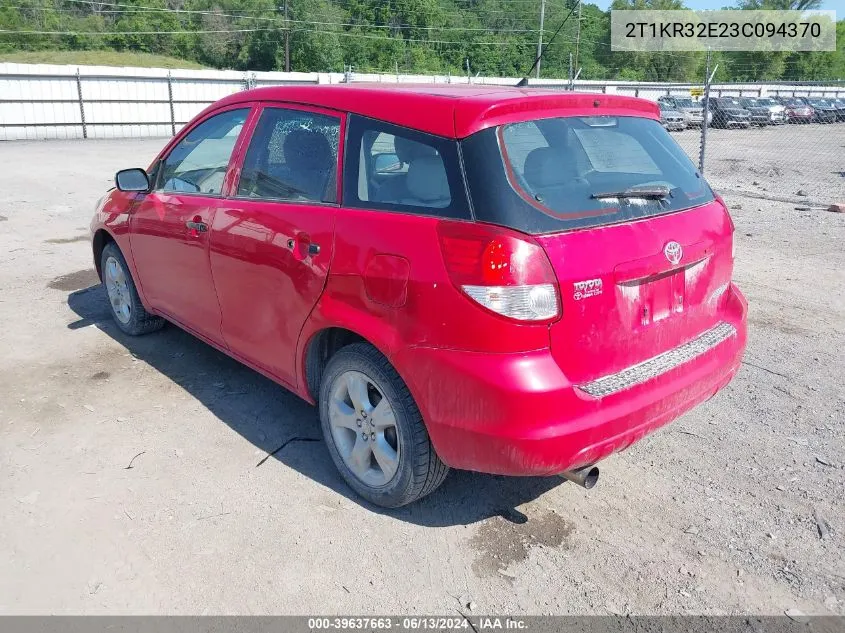 2003 Toyota Matrix Standard VIN: 2T1KR32E23C094370 Lot: 39637663