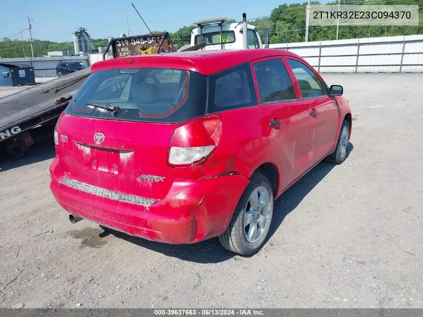 2003 Toyota Matrix Standard VIN: 2T1KR32E23C094370 Lot: 39637663