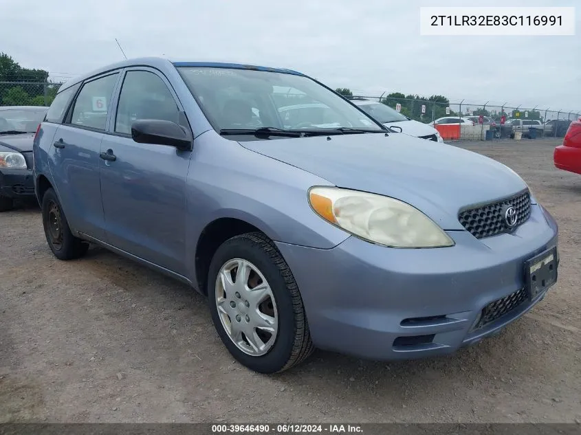 2003 Toyota Matrix Standard VIN: 2T1LR32E83C116991 Lot: 39646490