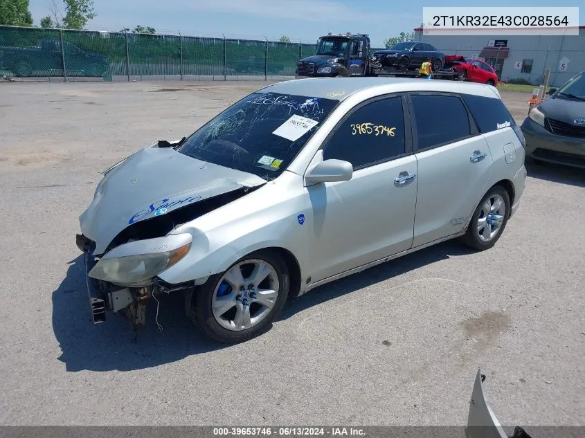 2003 Toyota Matrix Xr VIN: 2T1KR32E43C028564 Lot: 39653746