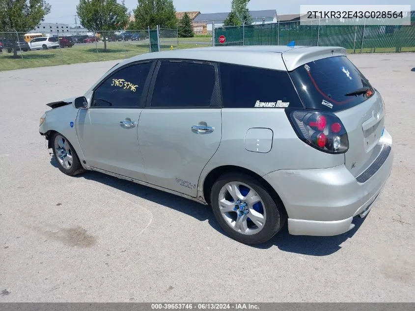 2003 Toyota Matrix Xr VIN: 2T1KR32E43C028564 Lot: 39653746