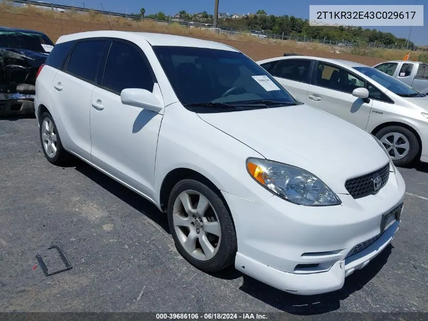 2003 Toyota Matrix Xr VIN: 2T1KR32E43C029617 Lot: 39686106