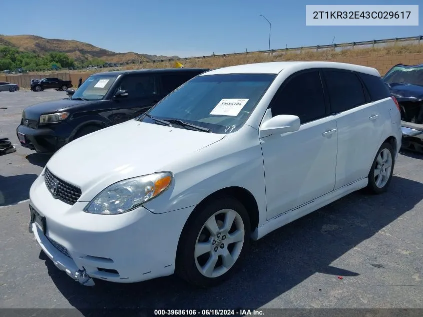 2003 Toyota Matrix Xr VIN: 2T1KR32E43C029617 Lot: 39686106