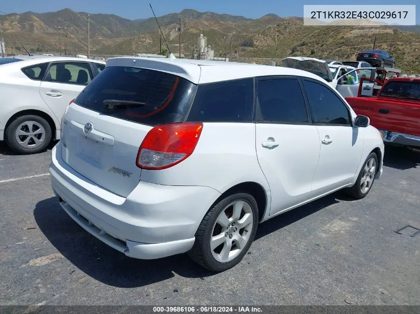 2003 Toyota Matrix Xr VIN: 2T1KR32E43C029617 Lot: 39686106