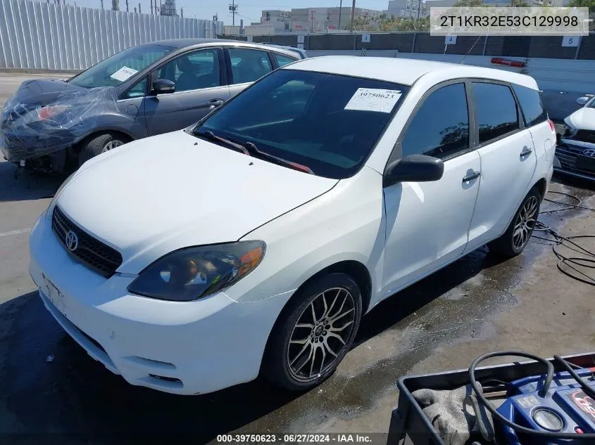 2003 Toyota Matrix Standard VIN: 2T1KR32E53C129998 Lot: 39750623