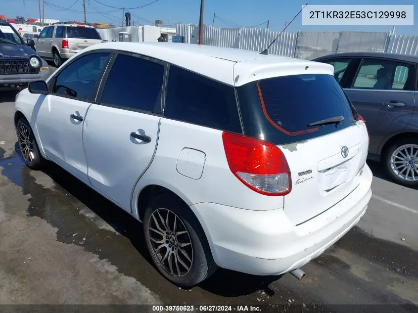 2003 Toyota Matrix Standard VIN: 2T1KR32E53C129998 Lot: 39750623