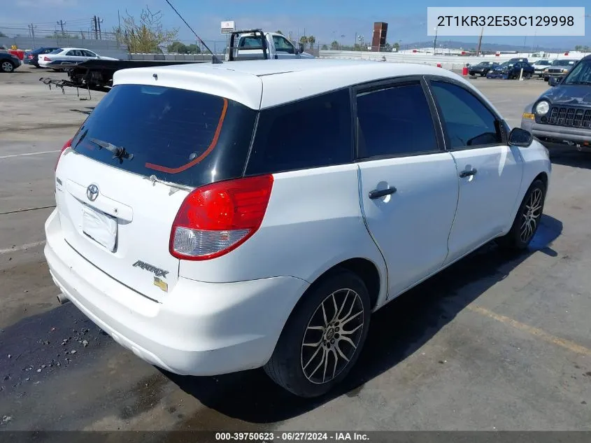 2003 Toyota Matrix Standard VIN: 2T1KR32E53C129998 Lot: 39750623