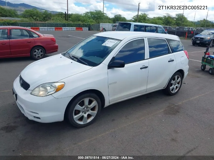 2003 Toyota Matrix Standard/Xr VIN: 2T1KR32E23C005221 Lot: 39751514