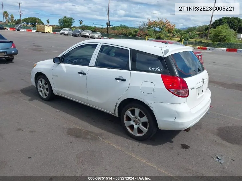 2003 Toyota Matrix Standard/Xr VIN: 2T1KR32E23C005221 Lot: 39751514