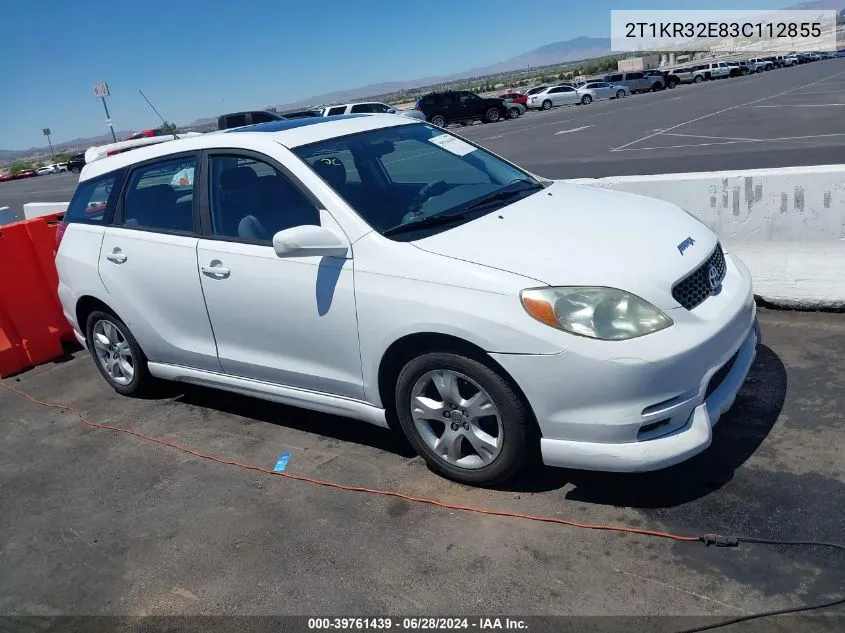 2003 Toyota Matrix Xr VIN: 2T1KR32E83C112855 Lot: 39761439