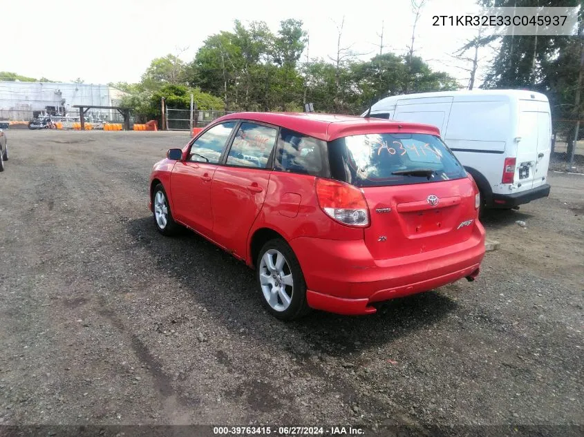 2003 Toyota Matrix Xr VIN: 2T1KR32E33C045937 Lot: 39763415