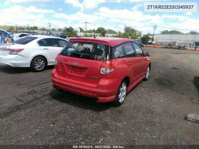 2003 Toyota Matrix Xr VIN: 2T1KR32E33C045937 Lot: 39763415