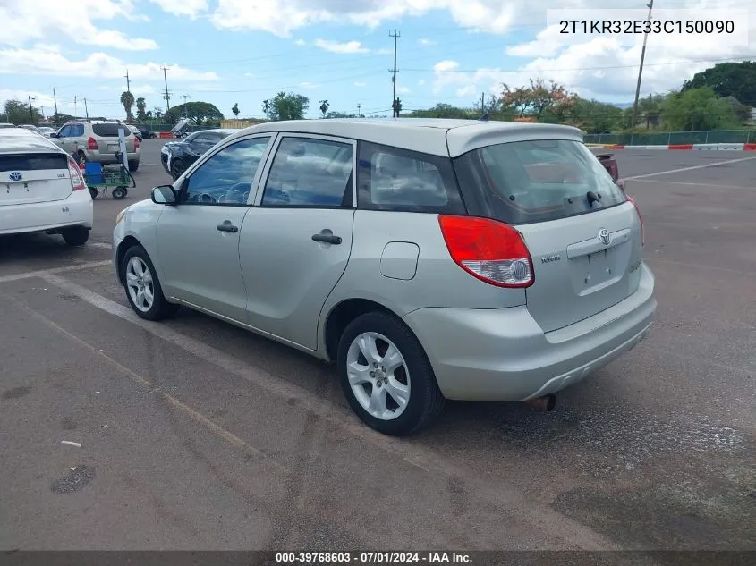 2003 Toyota Matrix Standard VIN: 2T1KR32E33C150090 Lot: 39768603